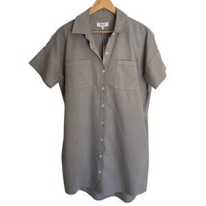 NWT OAT New York Grey Cotton Button Front Shirt Dress Small